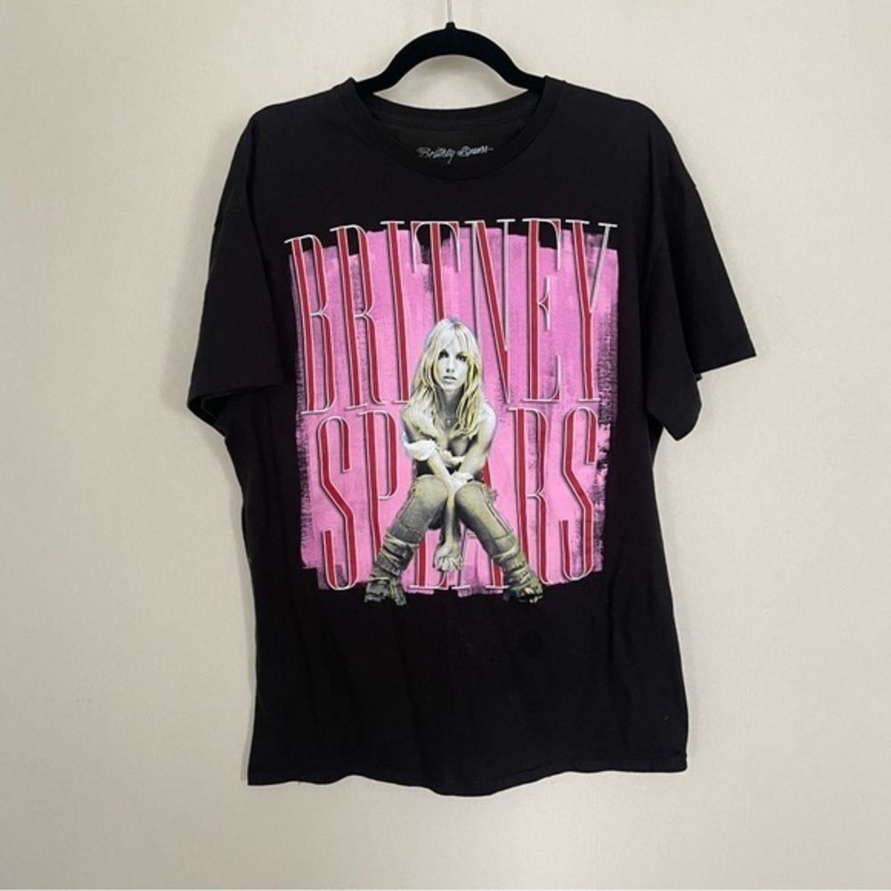 Brittany Spears Black Cotton Graphic Tee L